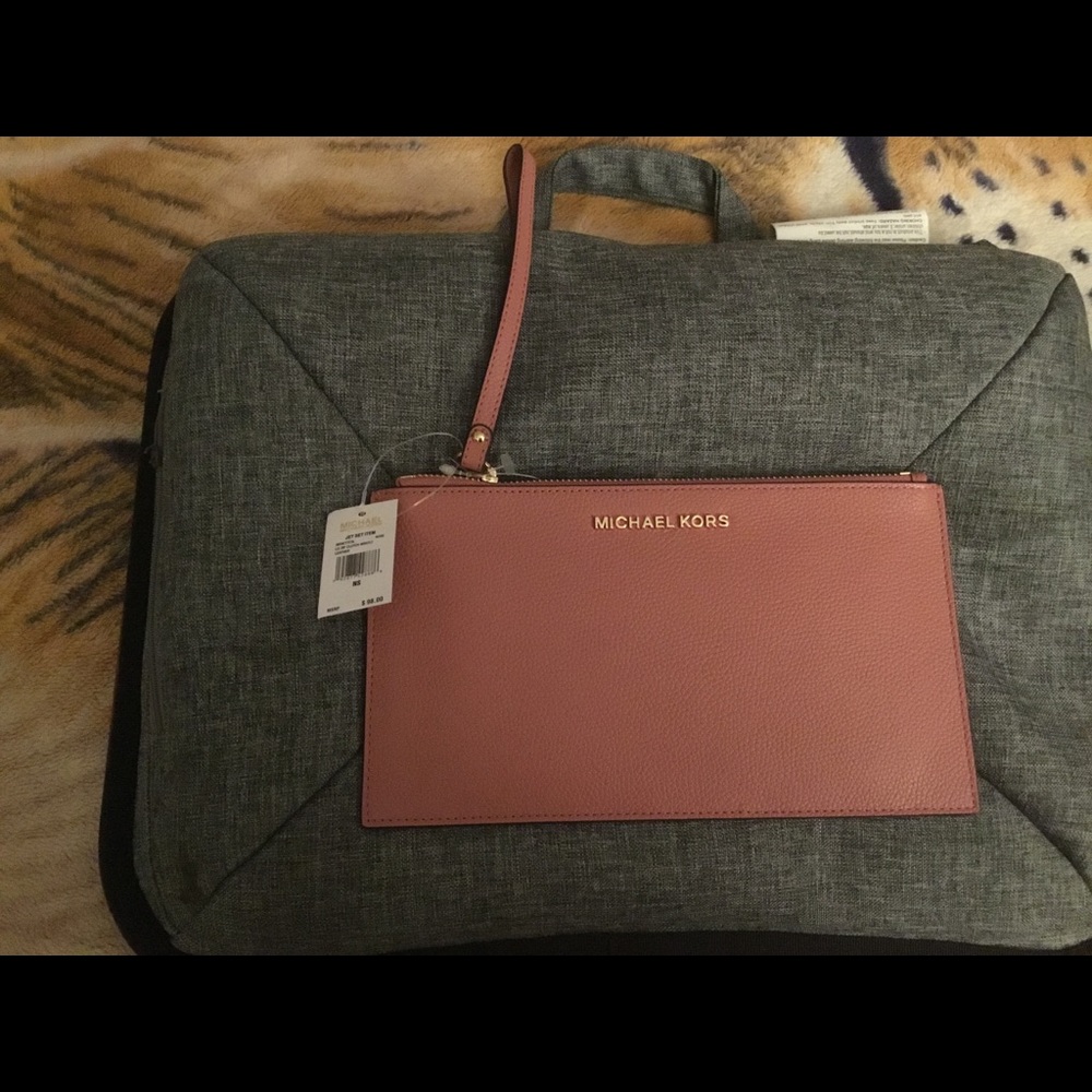 Large zip clutch wristlet leather